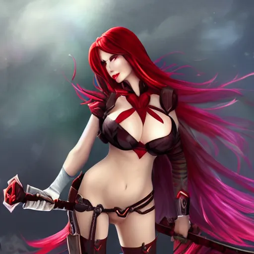 Image similar to superduper katarina katarina league of legends death lotus katarina redhead