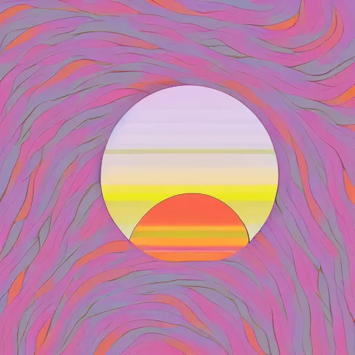 Image similar to peach sunrise by by Chiho Aoshima, vectorized