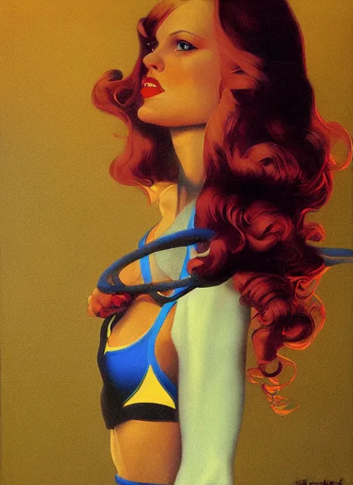 Image similar to portrait of talyor swift cheerleader, twin peaks poster art, from scene from twin peaks, by michael whelan, maxfield parrish, jeffrey catherine jones, artgerm, retro, nostalgic, old fashioned