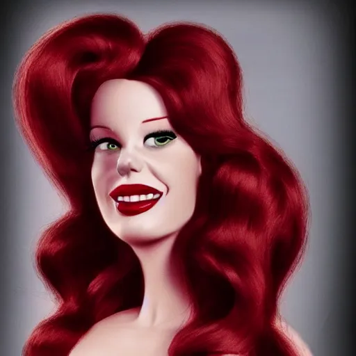 Prompt: Jessica rabbit as a real human being photo