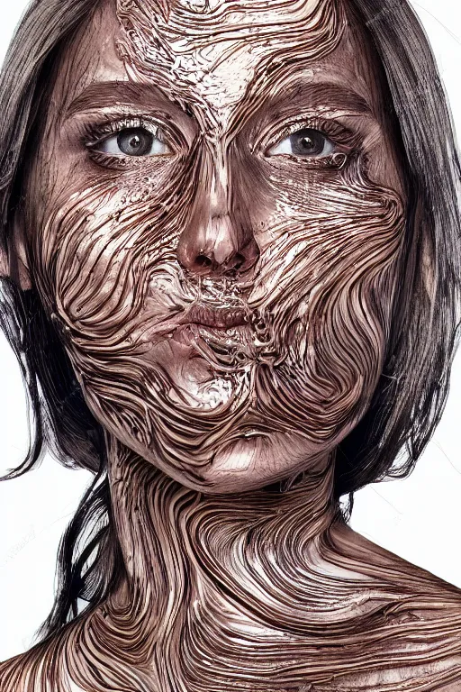 Image similar to portrait of a beautiful woman with reaction diffusion skin. high detail