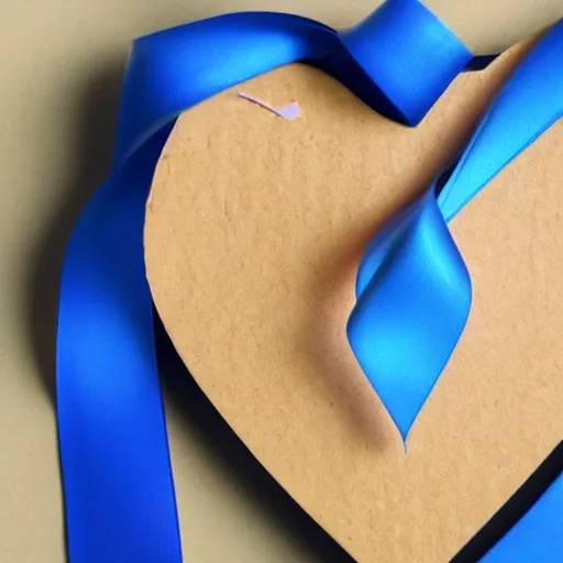 Prompt: heart shaped candle with blue ribbon, macro, realistic, very detailed