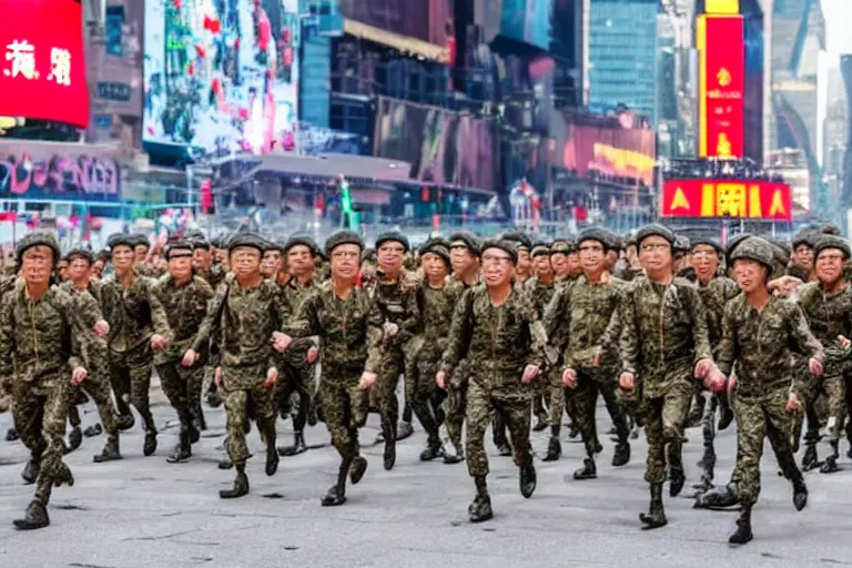 Image similar to chinese army fighting on time square