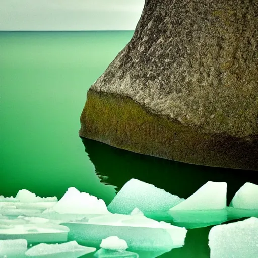 Image similar to lime and limpid green, a second scene a fight between the blue you once knew floating down, the sound resounds around the icy waters underground