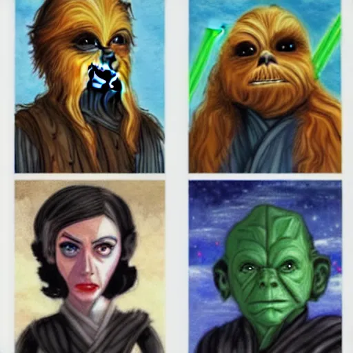 Prompt: star wars characters painted in a post - impressionist style