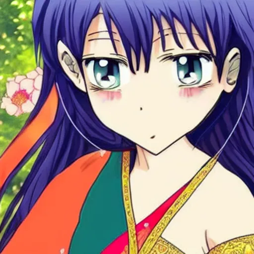 Image similar to beautiful anime girl wearing saree