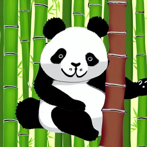 Image similar to panda holding a heart in a bamboo grove, cartoon