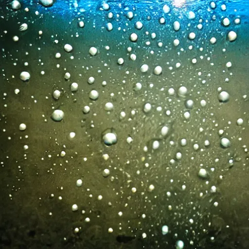 Prompt: army of air bubbles under water, fantasy