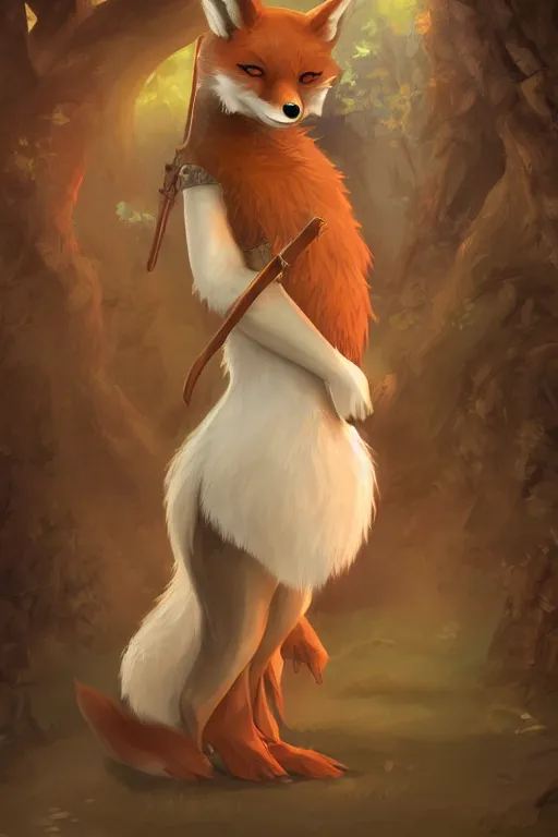 Image similar to an anthropomorphic medieval fox with a fluffy tail, backlighting, trending on artstation, digital art, furry art, trending on furaffinity, fantasy art, by kawacy