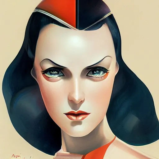 Image similar to an art deco, ( streamline moderne ), multi - racial portrait in the style of anna dittmann and charlie bowater and loish. very large, clear, expressive, and intelligent eyes. centered, ultrasharp focus, dramatic lighting, photorealistic digital matte painting, intricate symmetrical ultra detailed background.