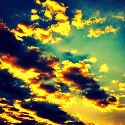 Prompt: photograph of the sky, taken with an iphone, nostalgic, beautiful, sunset, clouds