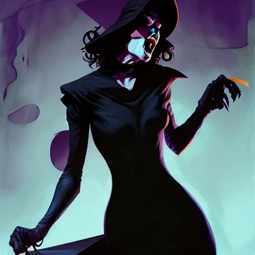 Image similar to rafael albuquerque comic art, peter mohrbacher, steve niles, artgerm, pretty mary elizabeth winstead witch sharp vampire teeth open mouth, black dress, symmetrical eyes, long blonde hair