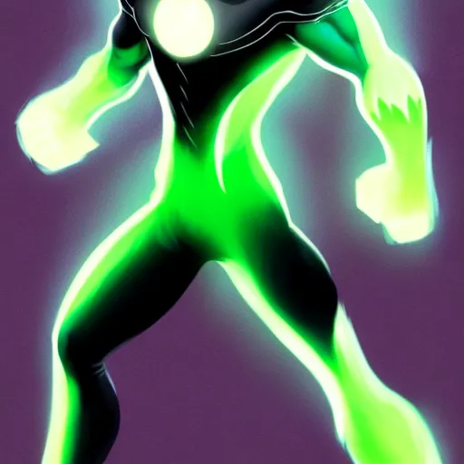 Image similar to a full body character design by artgerm, wlop, ross tran. young danny phantom!! glowing green eyes!! sharp teeth!! face sharp edges. ultra clear detailed. 8 k. ultra detailed, elegant, intricate, octane render.