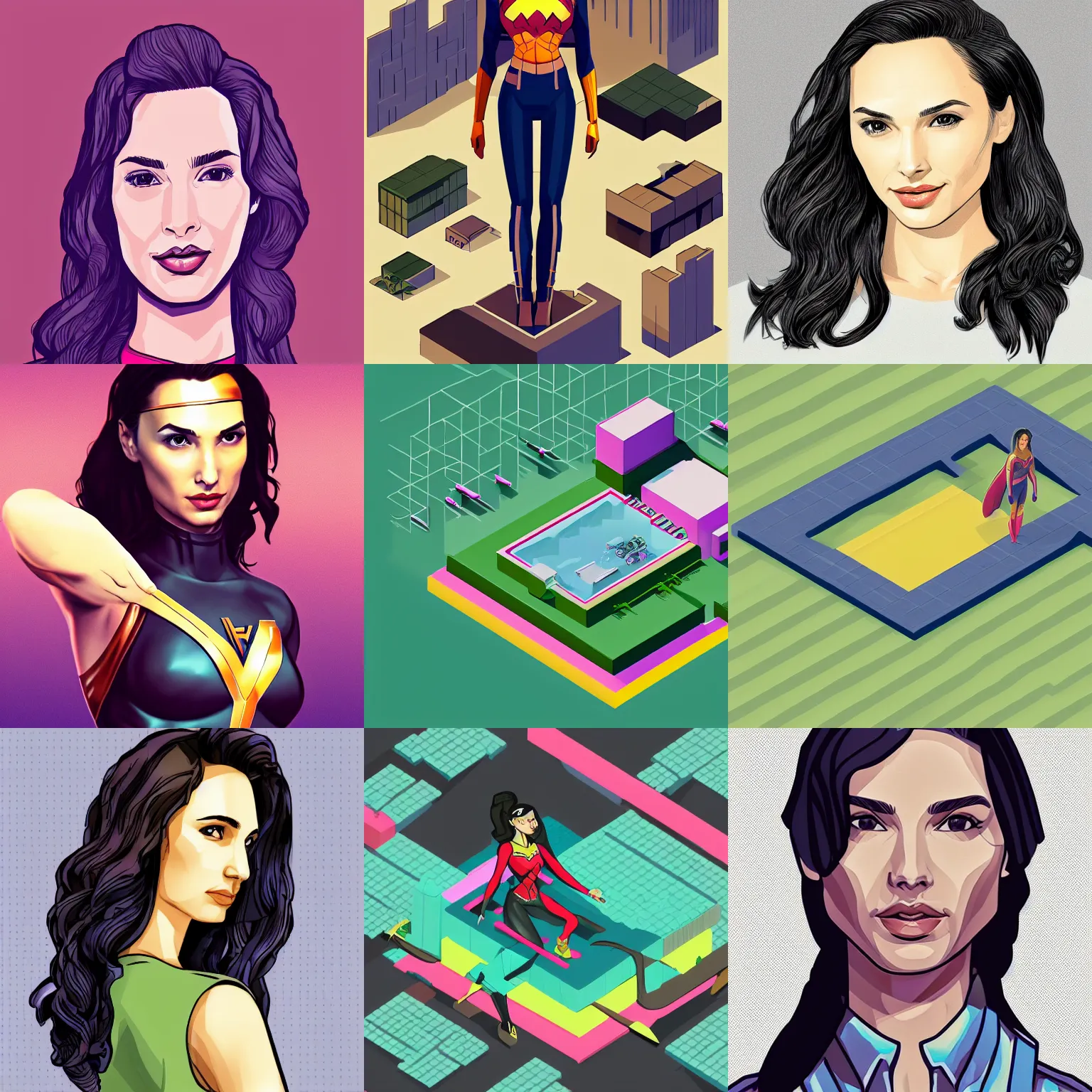 Prompt: isometric view isometric view isometric view gal gadot