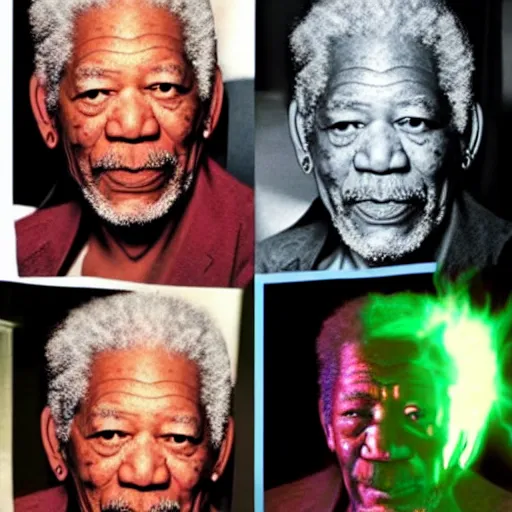 Image similar to morgan freeman powers up to super saiyan