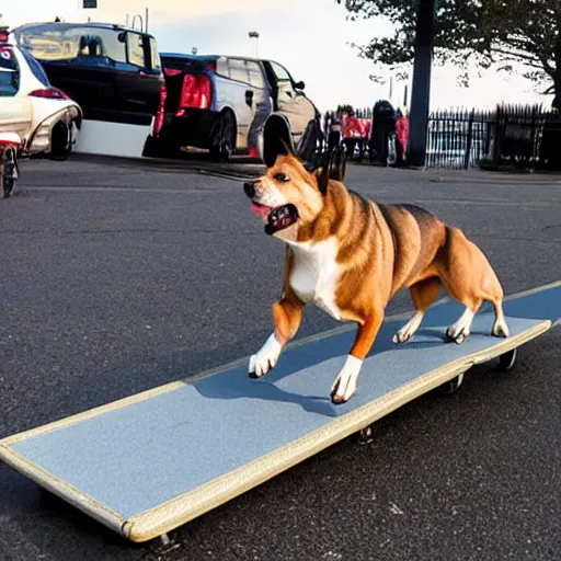 Image similar to dog skateboarding