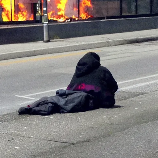 Image similar to vancouver bc homeless person on fire