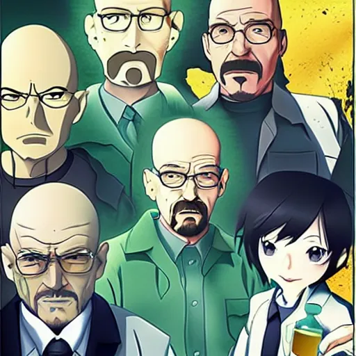 Prompt: Walter white breaking bad, anime key visual, pixiv, anime