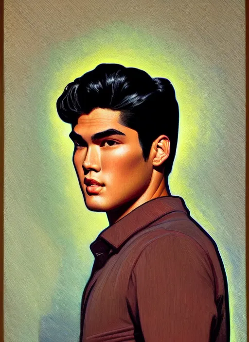 Prompt: oil portrait of reggie mantle, intricate, elegant, highly detailed, lighting, painting, artstation, smooth, illustration, art by greg rutowski and alphonse mucha