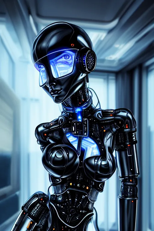 Prompt: cybernetic ultra high tech female catgirl knight, sci - fi, high technologies, cyberpunk, futurism, exoskeleton, strong artificial intelligence, symmetry, cinematic, elegant, luxury, perfect light, perfect composition, dlsr photography, sharp focus, 8 k, ultra hd, sense of awe, highly detailed, realistic, intricate, science journal cover