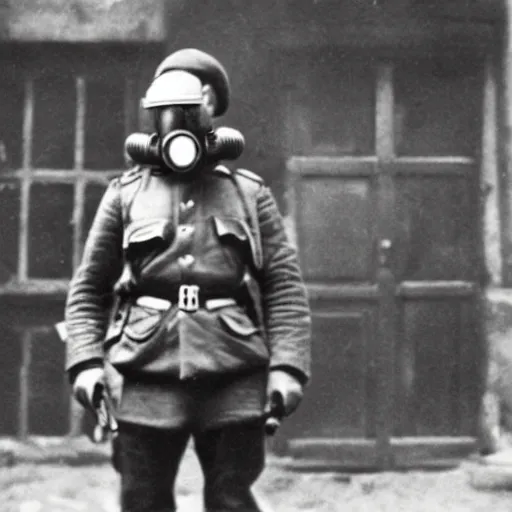 Image similar to police officer posing wear gas mask during world war ii in istanbul