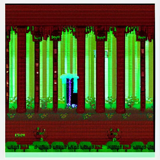 Prompt: pixel art of horror forest, # pixelart