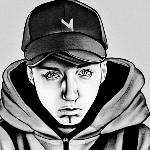 Image similar to Minimalist line art of Eminem