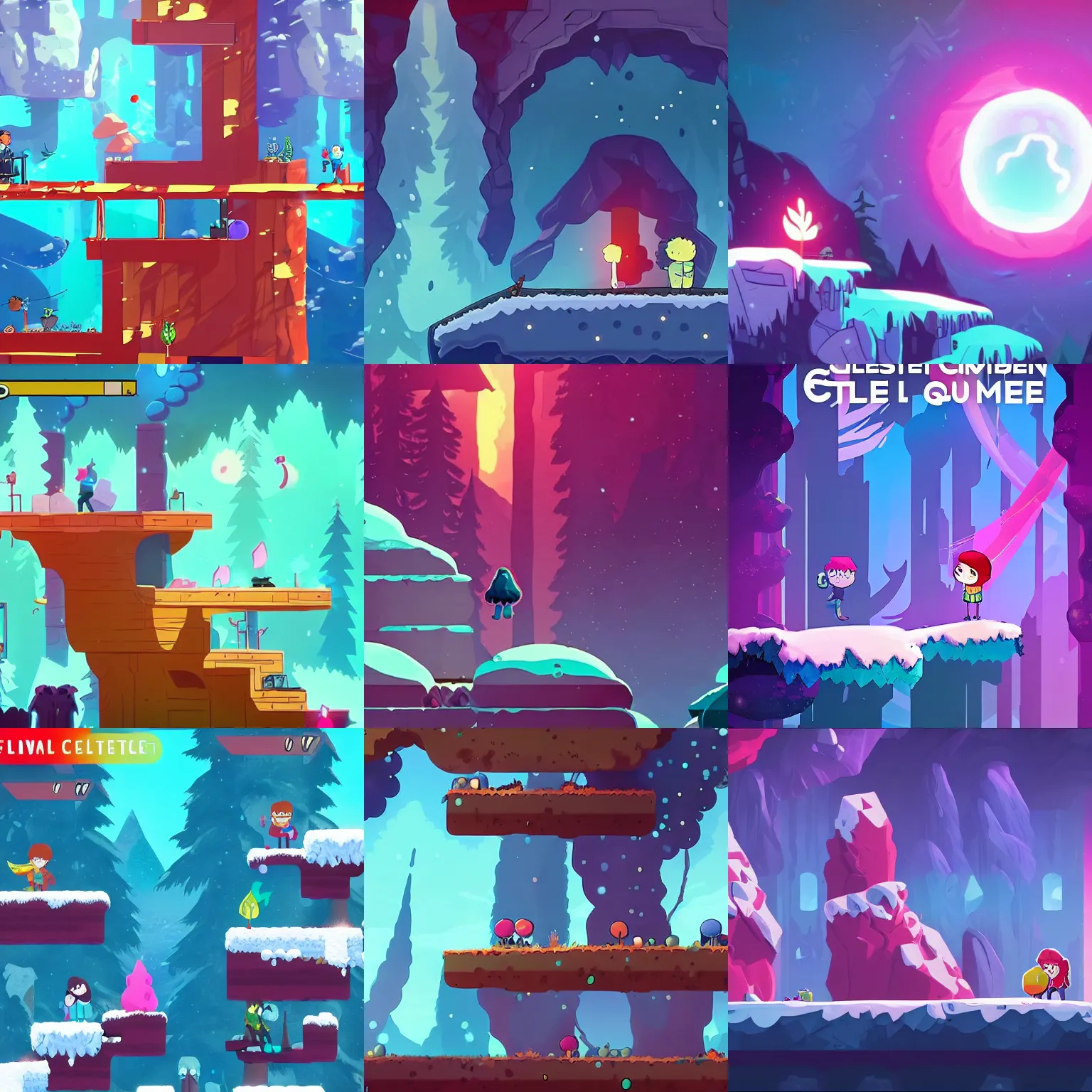 Prompt: celeste game, tv series by cartoon network, cinematic shot