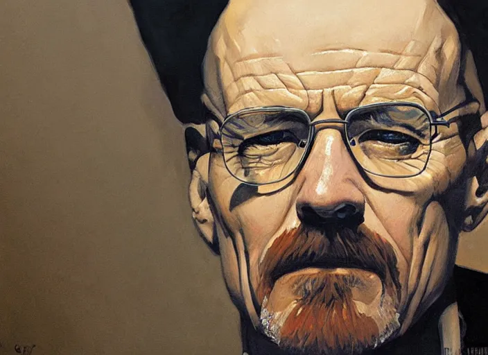 Prompt: a highly detailed beautiful portrait of walter white black, by gregory manchess, james gurney, james jean