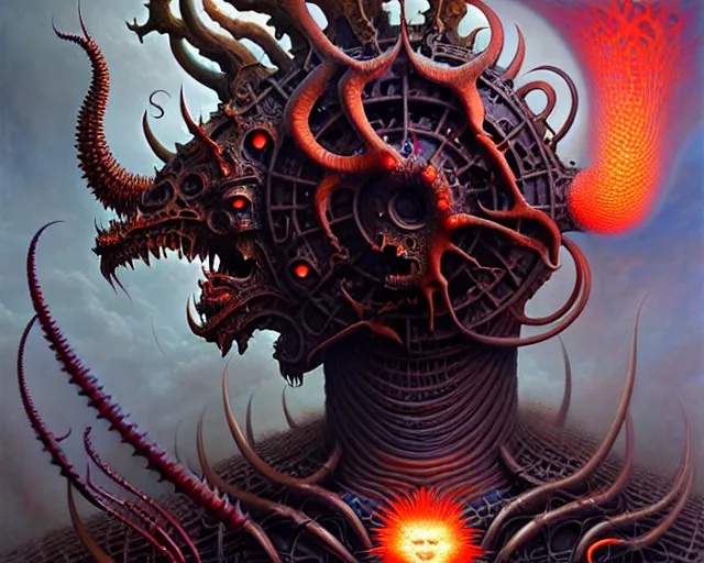 Image similar to the army of hell, fantasy character portrait made of fractals, ultra realistic, wide angle, intricate details, the fifth element artifacts, highly detailed by peter mohrbacher, hajime sorayama, wayne barlowe, boris vallejo, aaron horkey, gaston bussiere, craig mullins