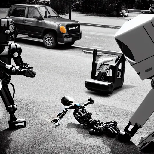 Image similar to robot killing a man - photographer