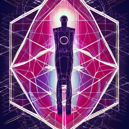 Image similar to geometry drawings with glitch effect medium shot of mysterious object digital illustration android netrunner by tim doyle