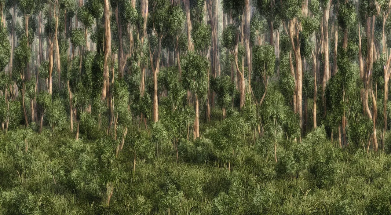 Image similar to a large ceramic still distilling eucalyptus into green oil, amphora, eucalyptus forest background, slope, romanesque, futuristic, vat, alchemical still, 3 d render, atmospheric, dynamic lighting,