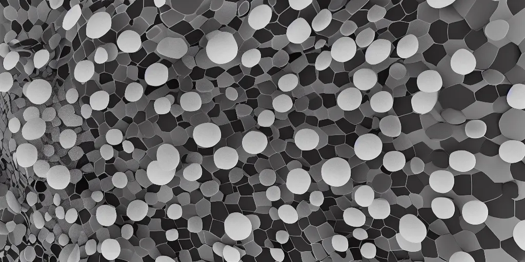 Image similar to photorealistic 3 d voronoi texture, black white, octane render, c 4 d, 8 k, marble bubbles