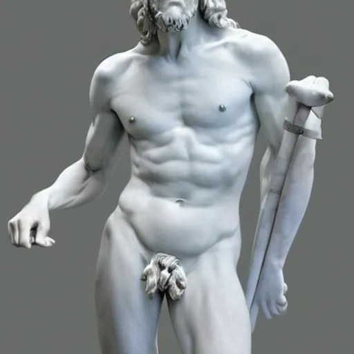 Prompt: reinterpretation of sculpture of david by michelangelo hyperrealistic style in carrara marble