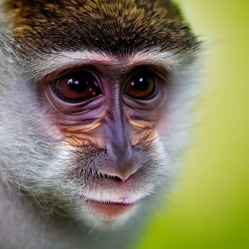 Image similar to high quality photography of rabbit cross monkey on simple blurred background from National GeoGraphic Award winning.