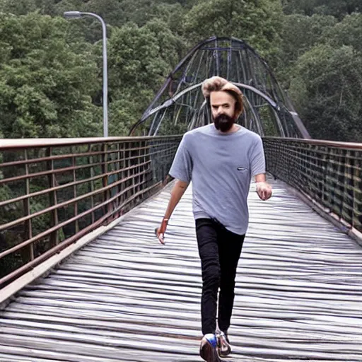 Prompt: pewdiepie on a bridge