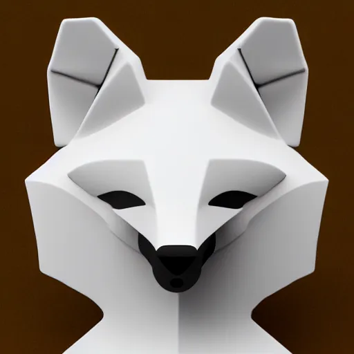 Image similar to an abstract icon depicting a fox, white background, render, blender, 3d