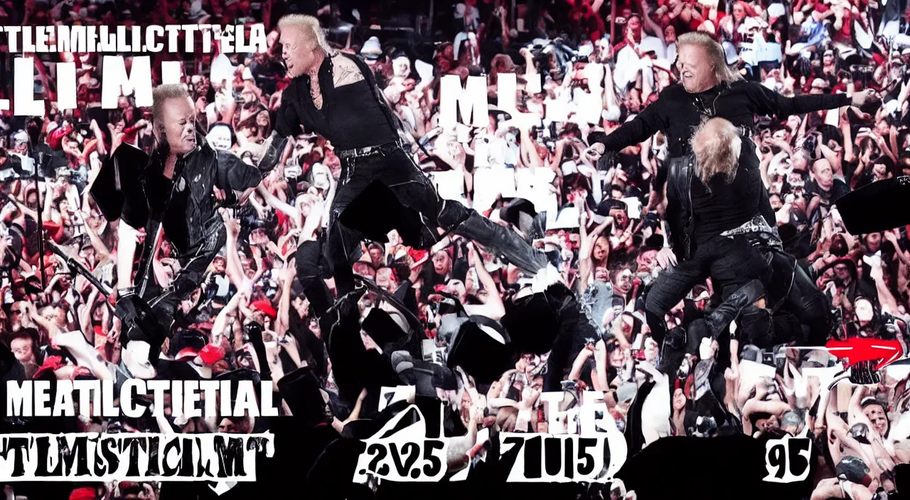 Prompt: metallica feat. donald trump, 2 0 1 5 live music video, official music video