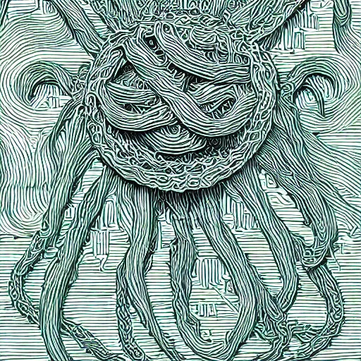 Image similar to the flying spaghetti monster in new jersey, detailed, intricate, trending on artstation