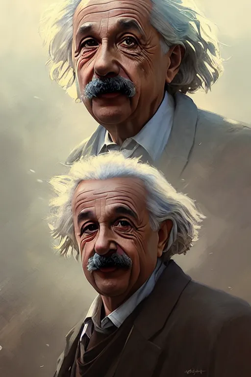 Image similar to highly detailed portrait albert einstein in gta v, stephen bliss, unreal engine, fantasy art by greg rutkowski, loish, rhads, ferdinand knab, makoto shinkai and lois van baarle, ilya kuvshinov, rossdraws, tom bagshaw, global illumination, radiant light, detailed and intricate environment