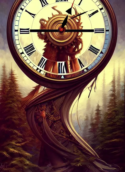 Image similar to a clock that's dysfunctional, elegant, sharp focus, illustration, highly detailed, digital painting, concept art, matte, art by wlop and artgerm and ivan shishkin and andrey shishkin, masterpiece