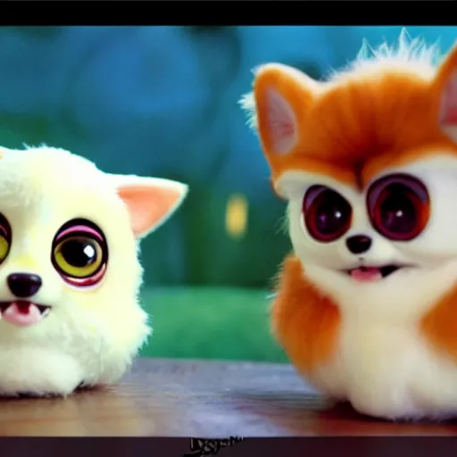 Image similar to cute corgi furby, scene from an anime by studio ghibli