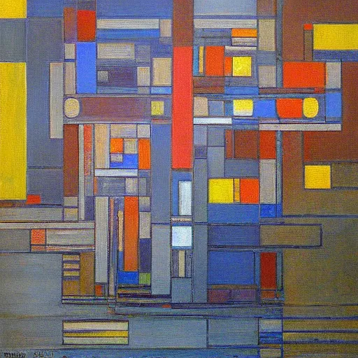 Prompt: end of the life by piet mondrian, vivid colors