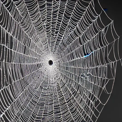 Image similar to hypnotic spider web with very many spiders on it. high details. volumetric lighting. high DOF. unreal engine. artstation trending. photorealistic