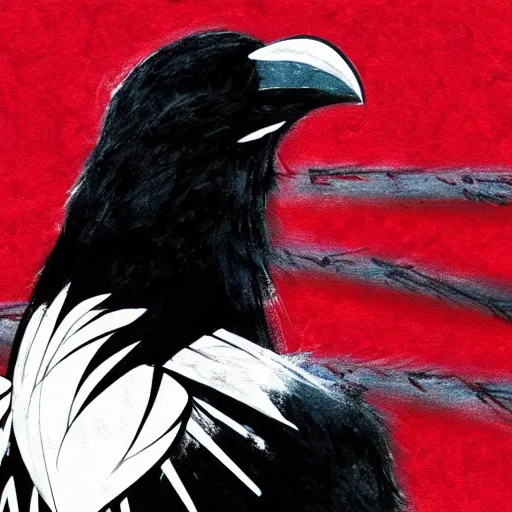 Image similar to illustration of a raven with red lines inspired by infamous second son bad karma, perfect