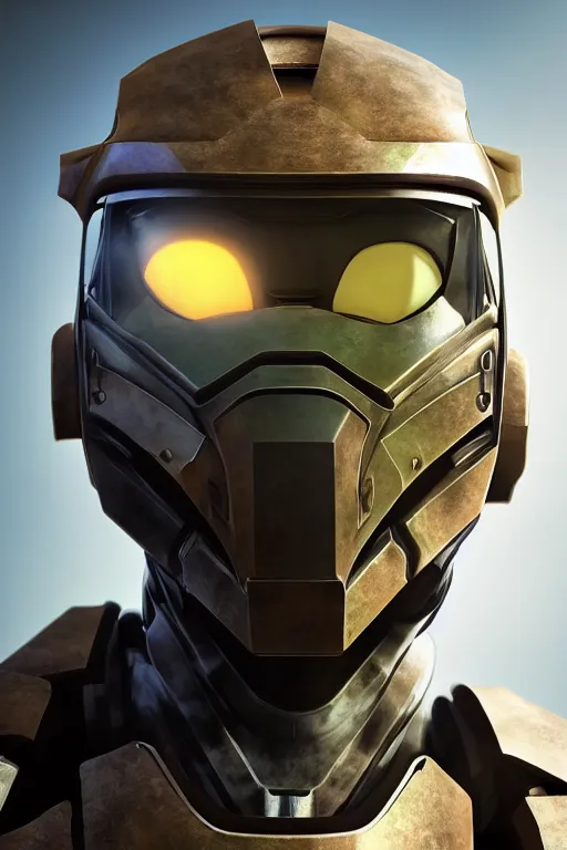 Image similar to robot ninja mask helmet halo master chief radiating a glowing aura global illumination ray tracing hdr fanart arstation by ian pesty and katarzyna da „ bek - chmiel