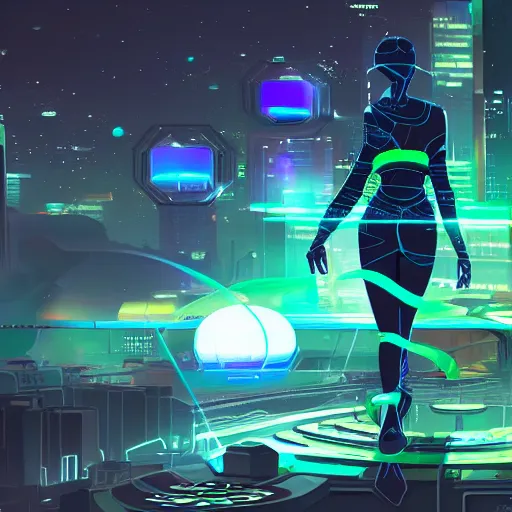 Prompt: space monk neon cyber city, hd, 4k