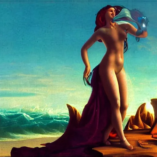 Image similar to the birth of Venus, cyberpunk