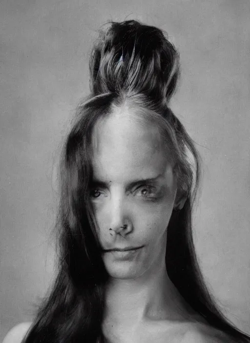 Image similar to half - length portrait of girl, fine art portrait photography by richard avedon